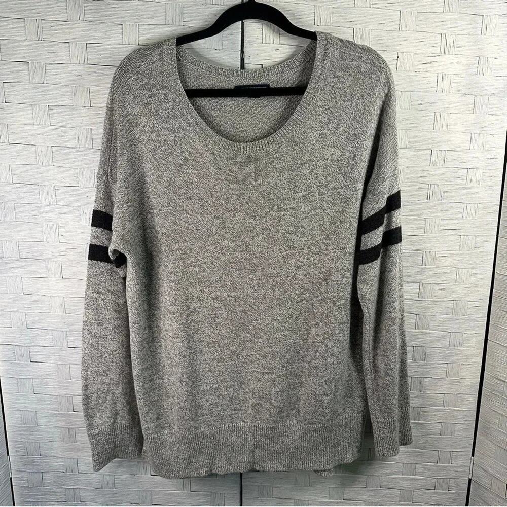 American Eagle gray, & blue rugby sweater skater boy streetwear electric grandpa